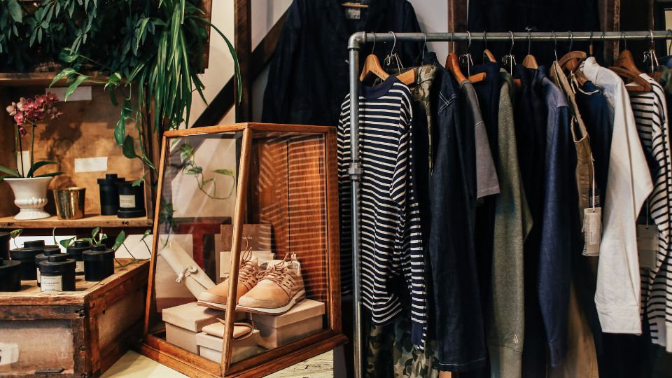 Clothes on a retail shop front display