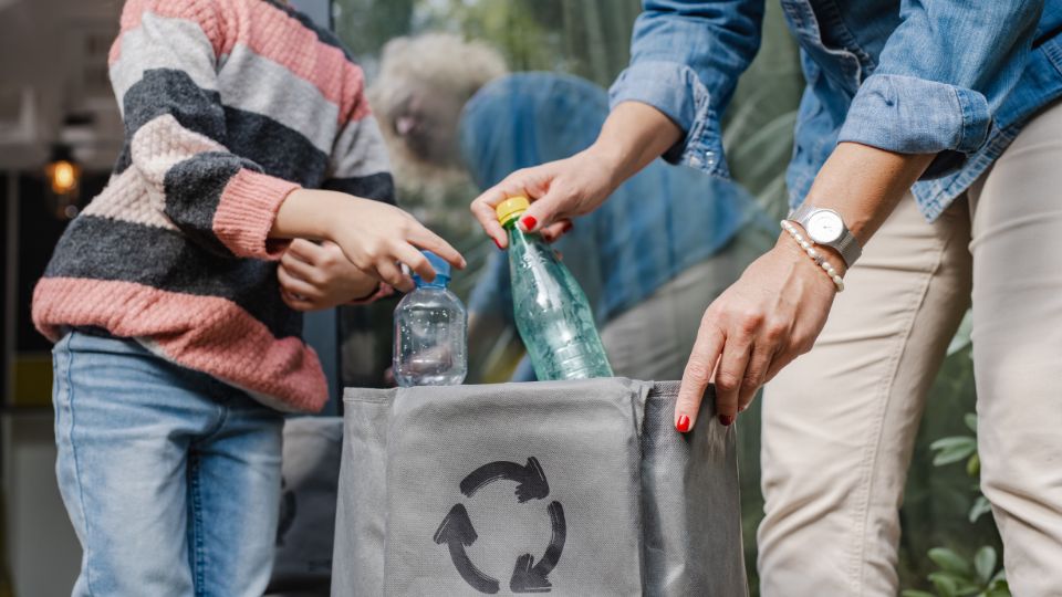 Customers disposing waste correctly.