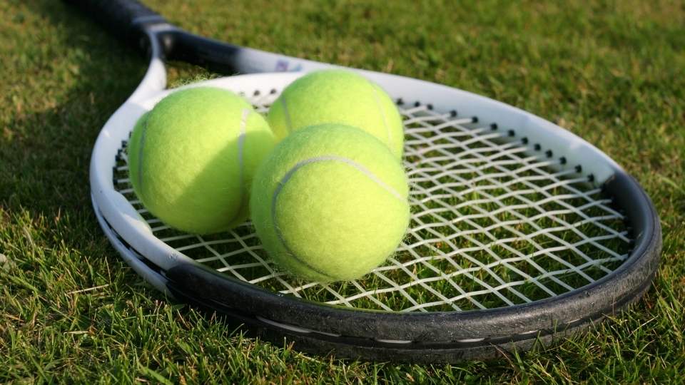 tennis balls & racket