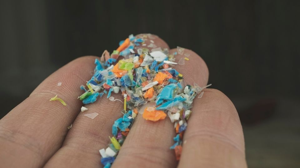 microplastics on someones hand
