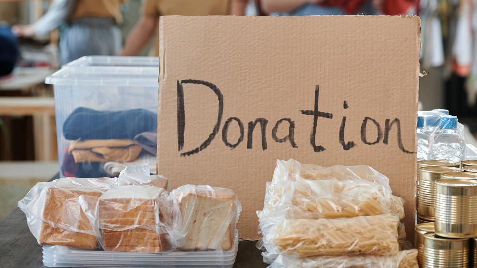 donation box for bakery goods waiting to go to charities