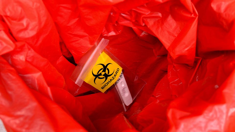 Photograph of hospital waste in a hospital waste bag