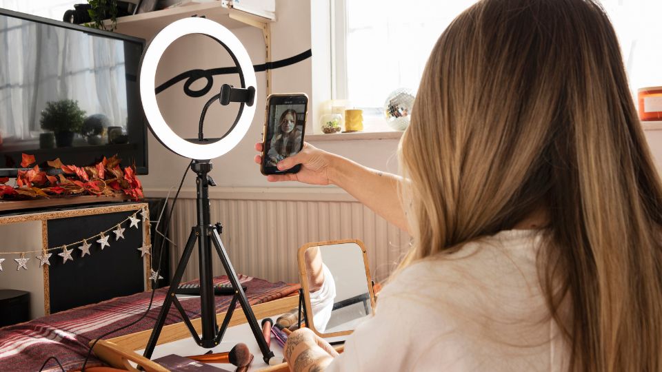 A TikTok influencer filming things she bought from TikTok Shop