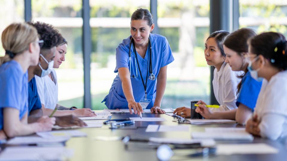 hospital educating staff about waste management