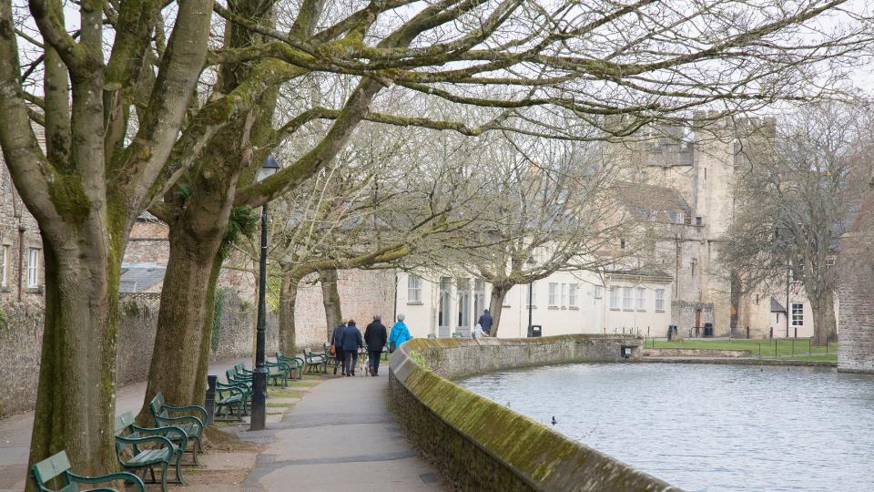 photograph of Wells city centre and river