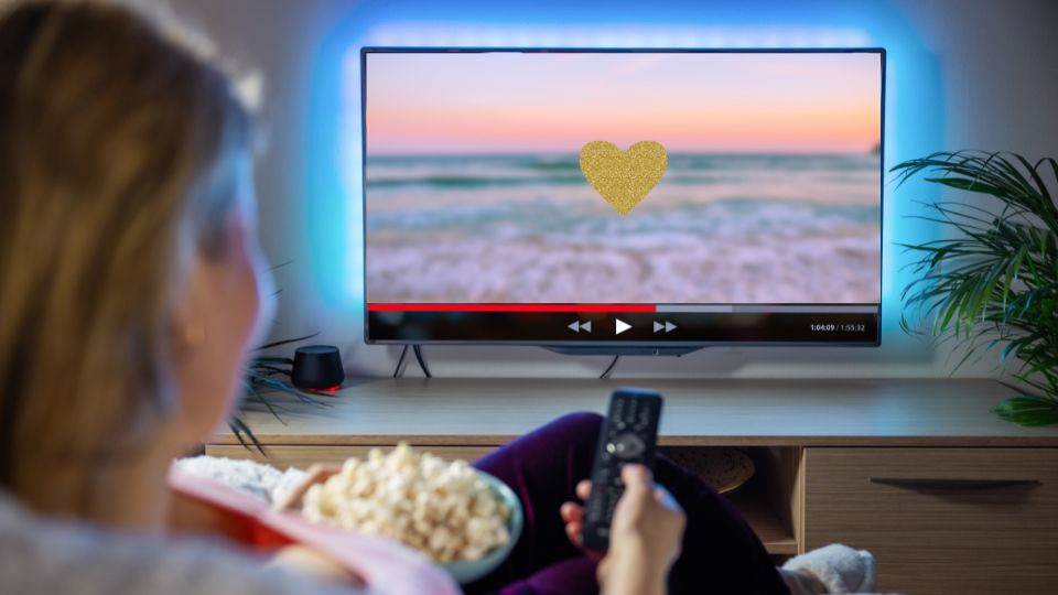 someone live streaming love island from their television at home