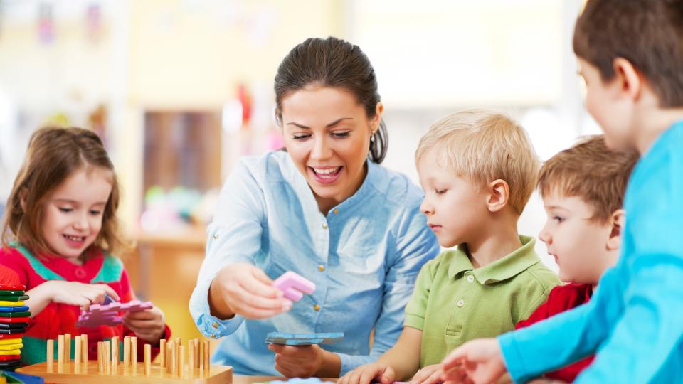 a nursery playing games with children