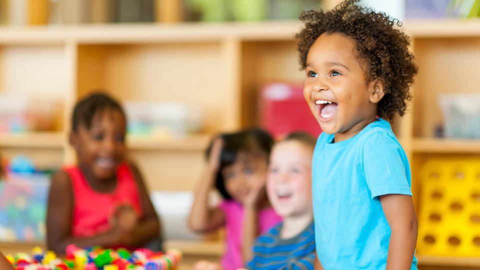 happy child at nursery school
