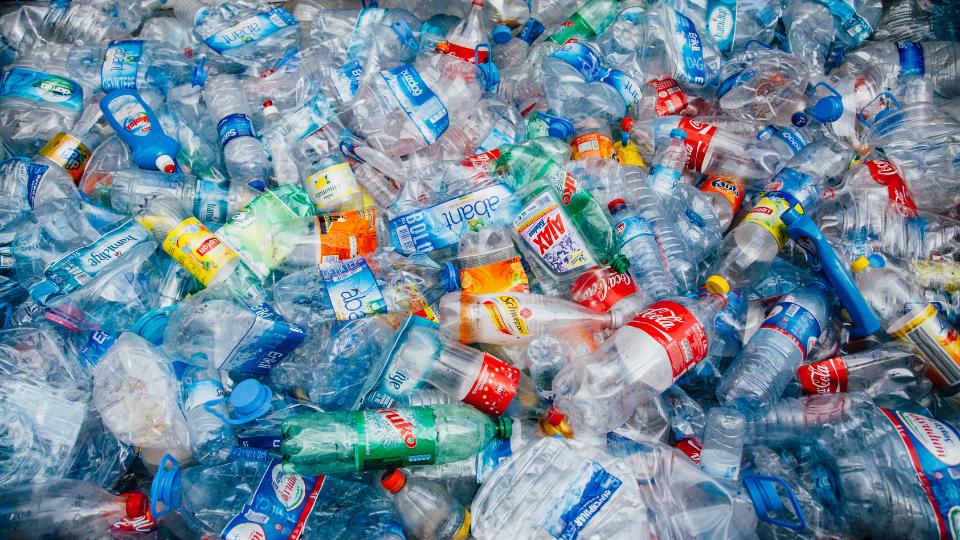 lots of empty and used plastic bottles