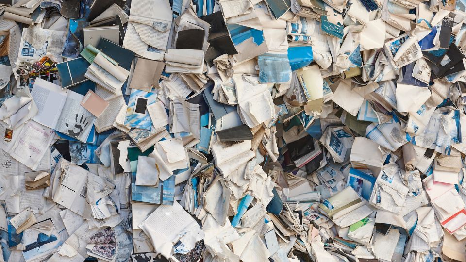 Pile of old books and paper.