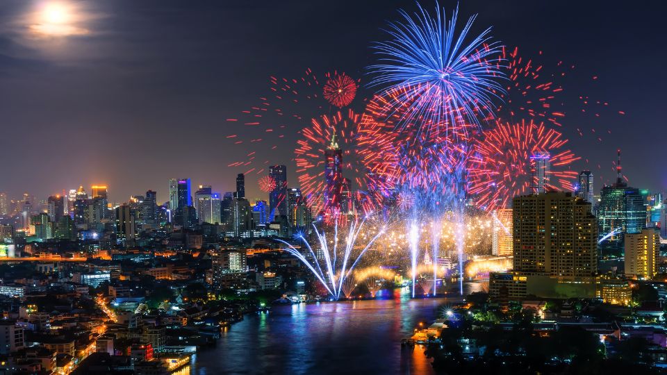 Firework display in the city.