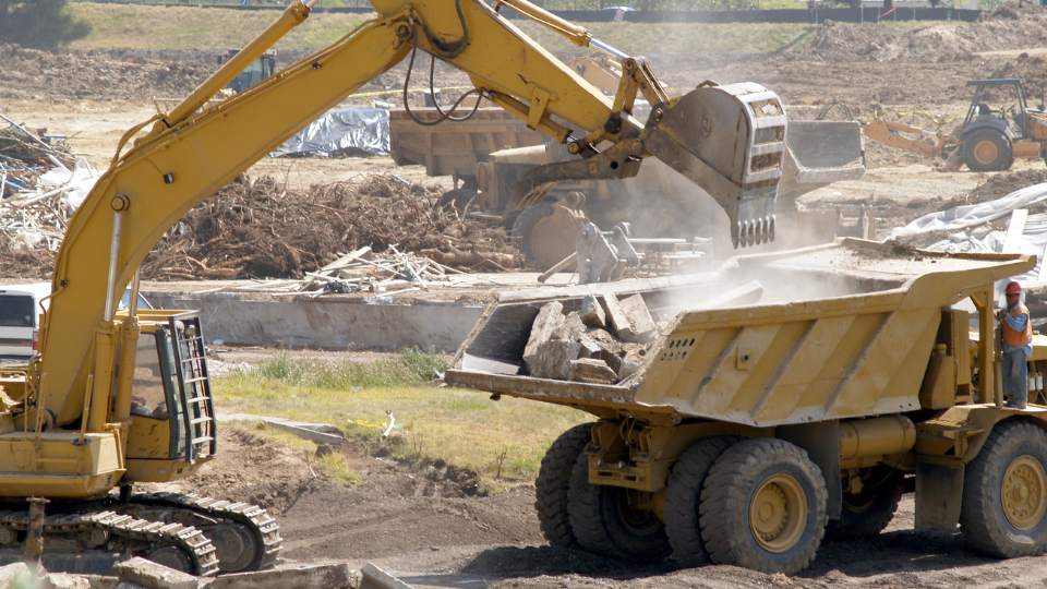 Concrete recycling removal truck