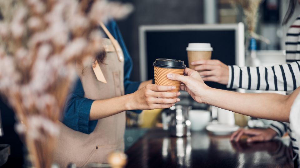 Coffee being served in a café.