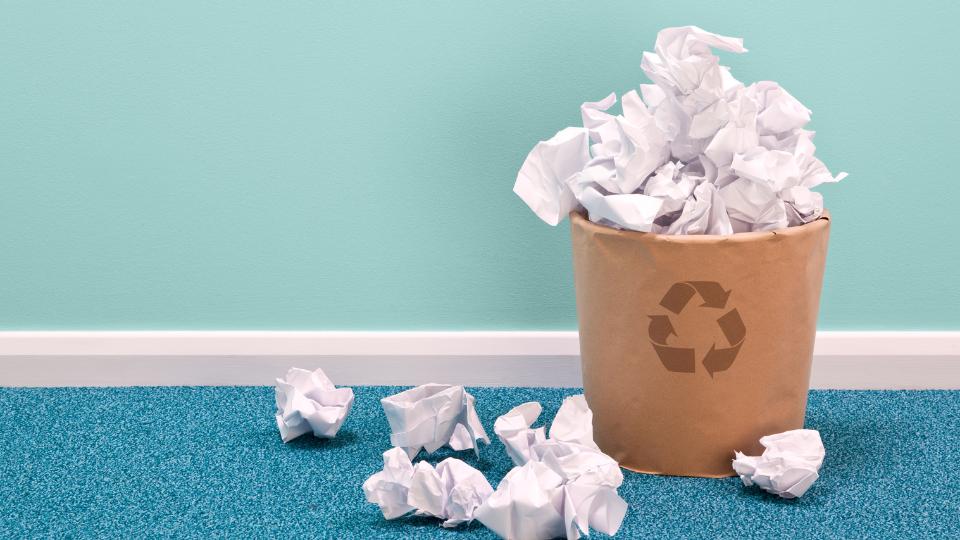 Paper in a bin