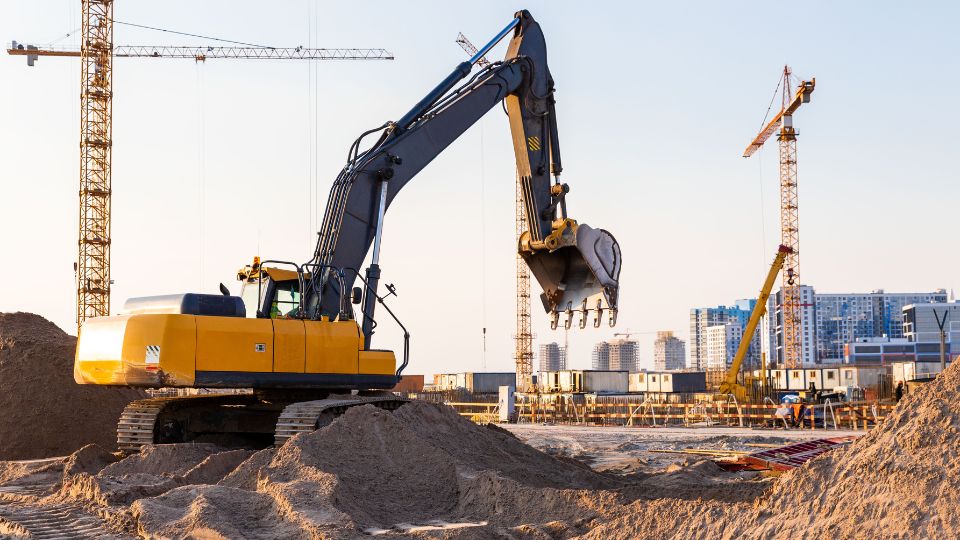 Construction site with a digger