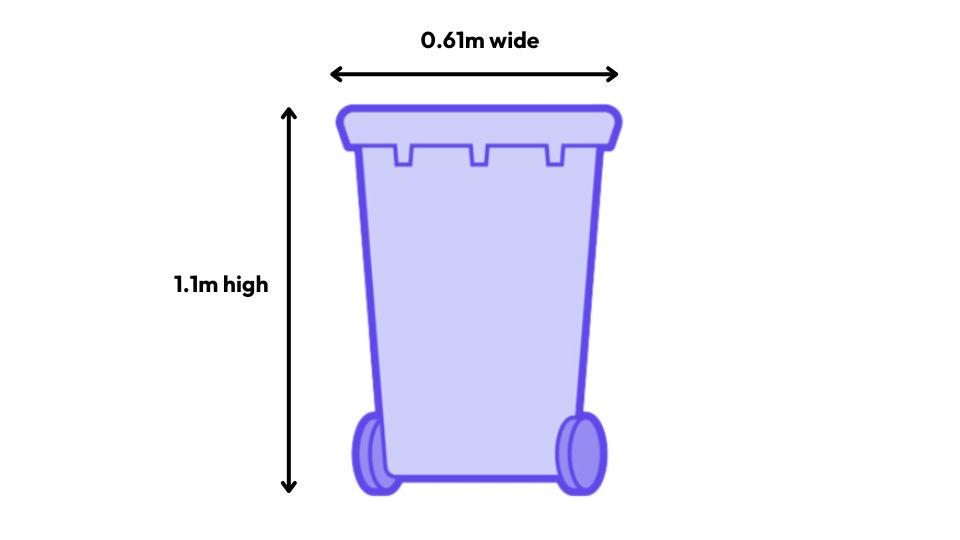360L wheelie bin dimensions
