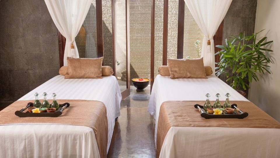 Two massage beds in a spa