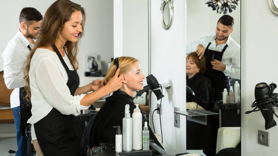 Inside a hair salon