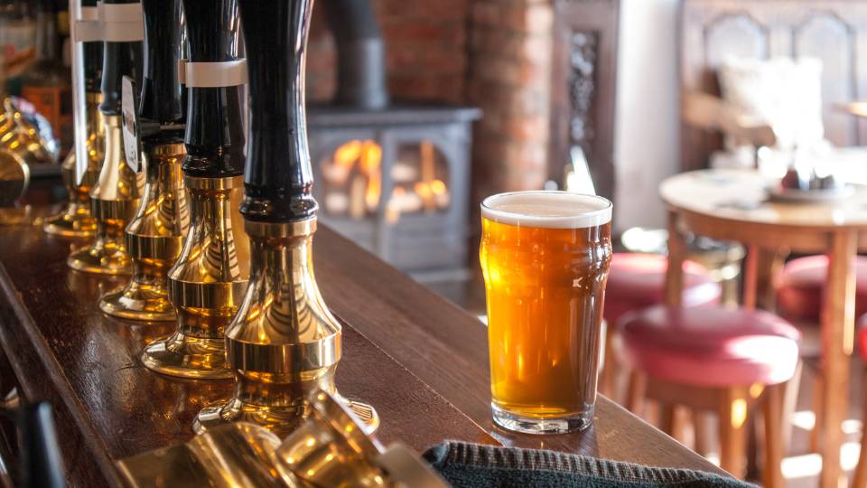 Pint of lager in a pub