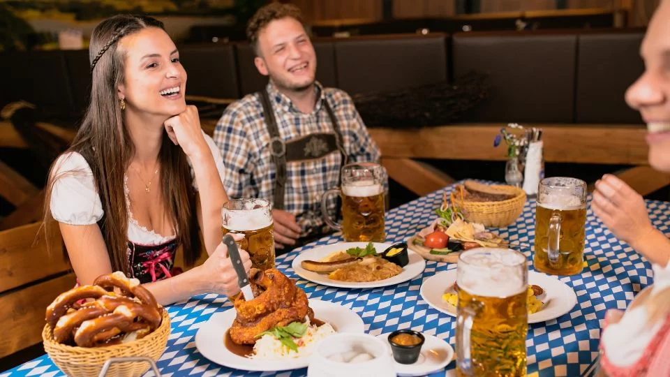 Oktoberfest meal and beers
