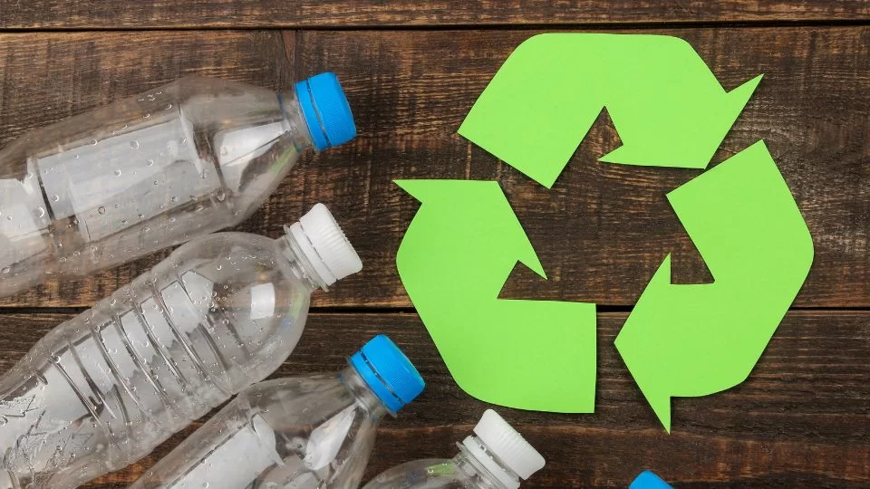 Plastic bottles being recycled